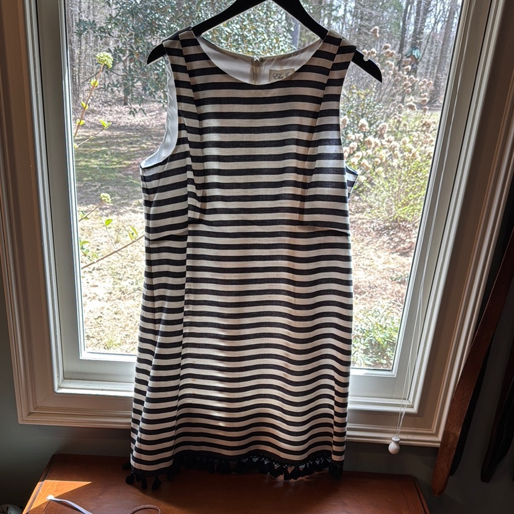 Navy and White Striped Sleeveless Dress